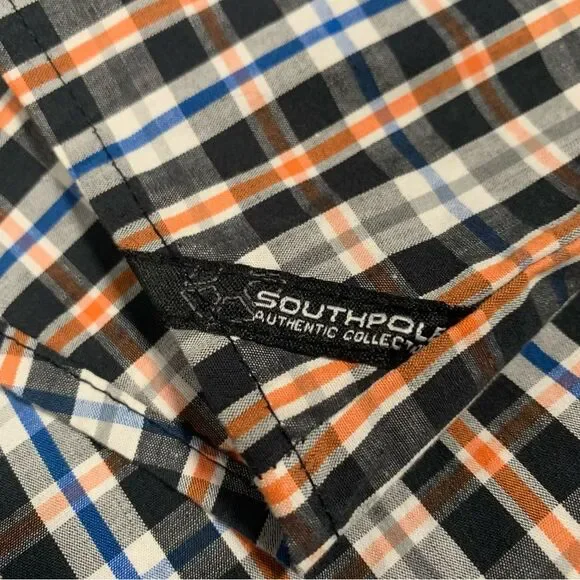SOUTHPOLE Hexagon Product Long Sleeve Plaid Button Down Shirt Men's XL #732 - Picture 3 of 9